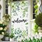 Summer Spring Welcome Door Cover Decoration Eucalyptus Flowers Greenery Door Banner Background Seasonal Porch Door Sign Welcome Front Door Cover for Indoor Outdoor Decor Party Supplies